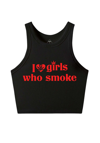 I Love Girls Who Smoke Y2K Crop Tank Top Cherrykitten