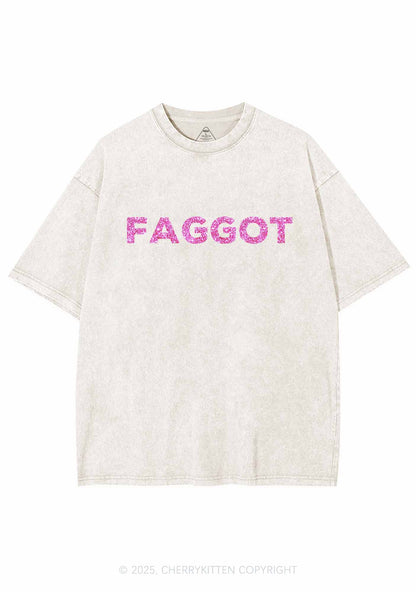 Glitter Faggot Pride Y2K Shirts Washed Tee Cherrykitten