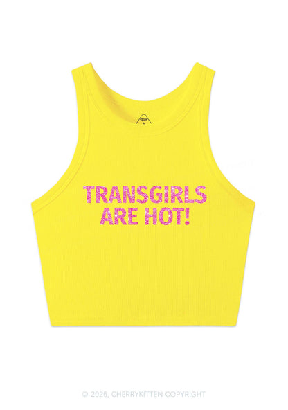 Glitter Transgirls Are Hot Pride Y2K Crop Tank Top Cherrykitten