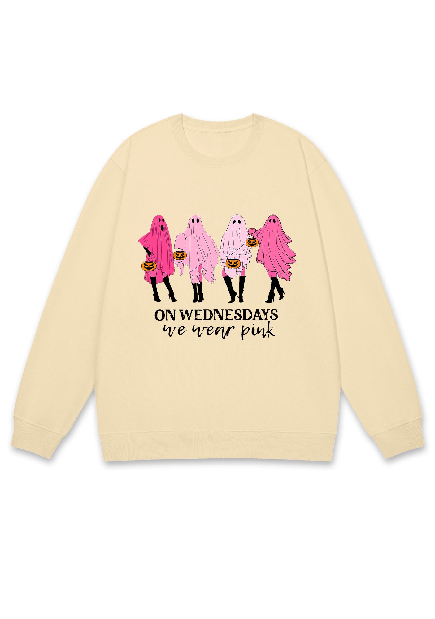 On Wednesday We Wear Pink Ghost Halloween Y2K Sweatshirt Cherrykitten