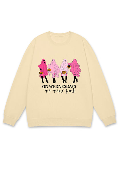 On Wednesday We Wear Pink Ghost Halloween Y2K Sweatshirt Cherrykitten