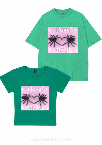 Love My Spider BF GF Y2K Valentine's Day Couple Shirt Cherrykitten
