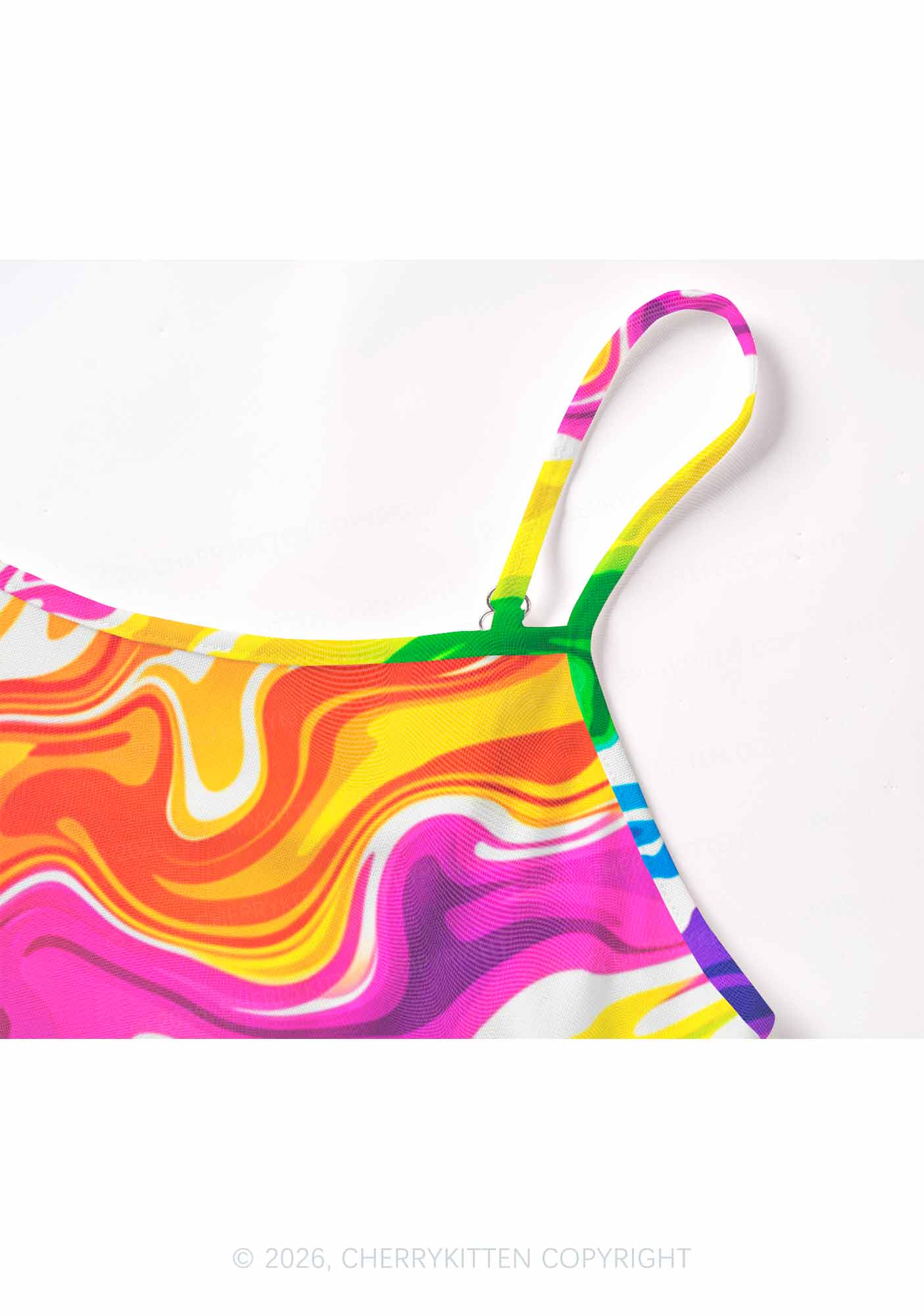 Rainbow Liquid Tie Dye Pride Y2K Mesh Cami Tank Cherrykitten