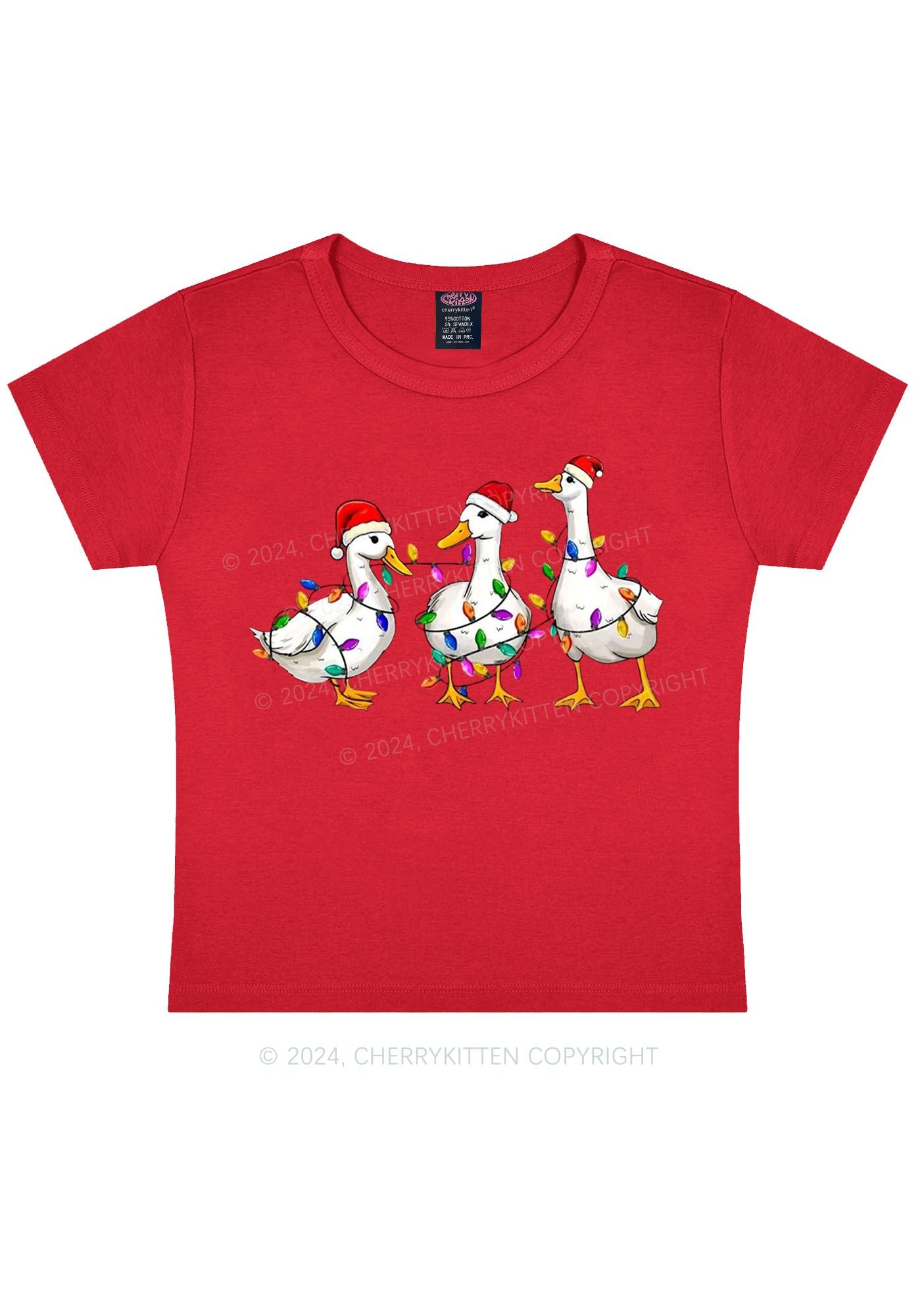 Christmas Santa Duck Y2K Baby Tee Cherrykitten