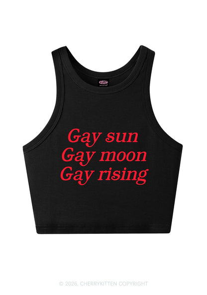 Gay Sun Moon Rising Pride Y2K Crop Tank Top Cherrykitten