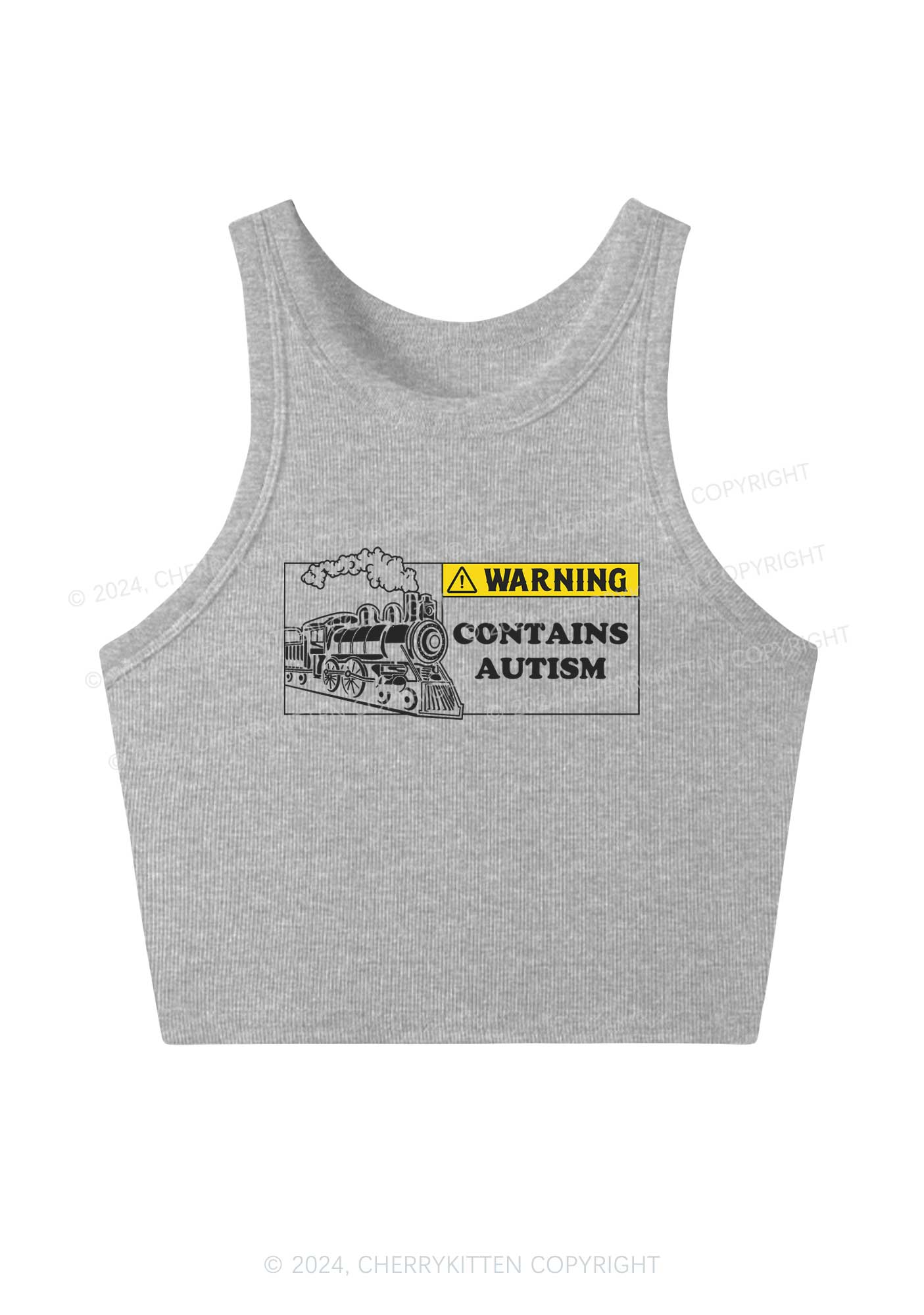 Warning Contains Autism Y2K Crop Tank Top Cherrykitten