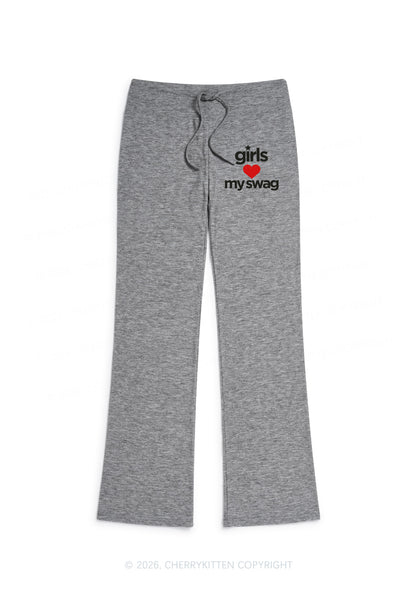 Girls Love My Swag Pride Y2K Low Rise Drawstring Flare Pants Cherrykitten