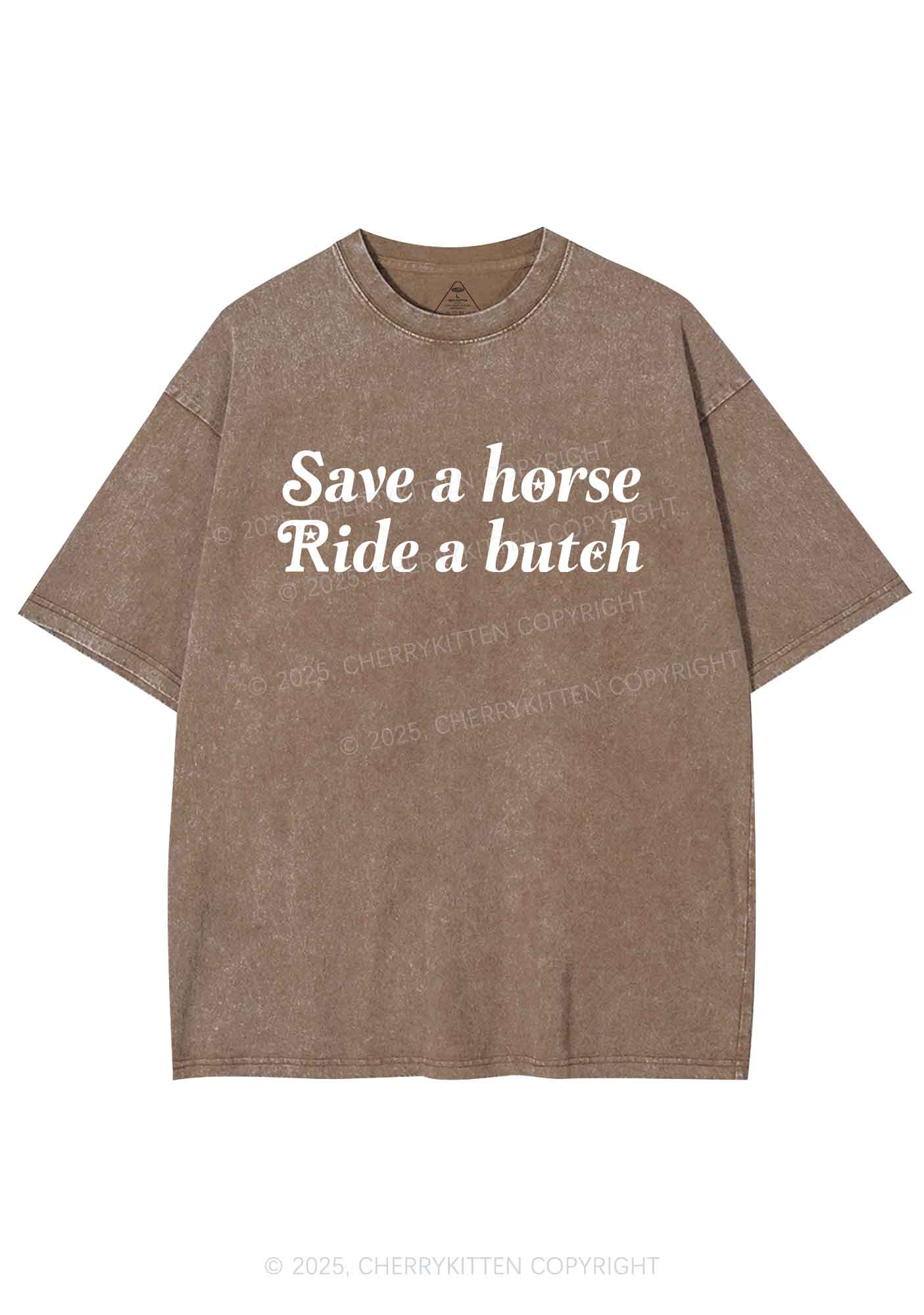 Save Horse Ride Butch Y2K Shirts Washed Tee Cherrykitten