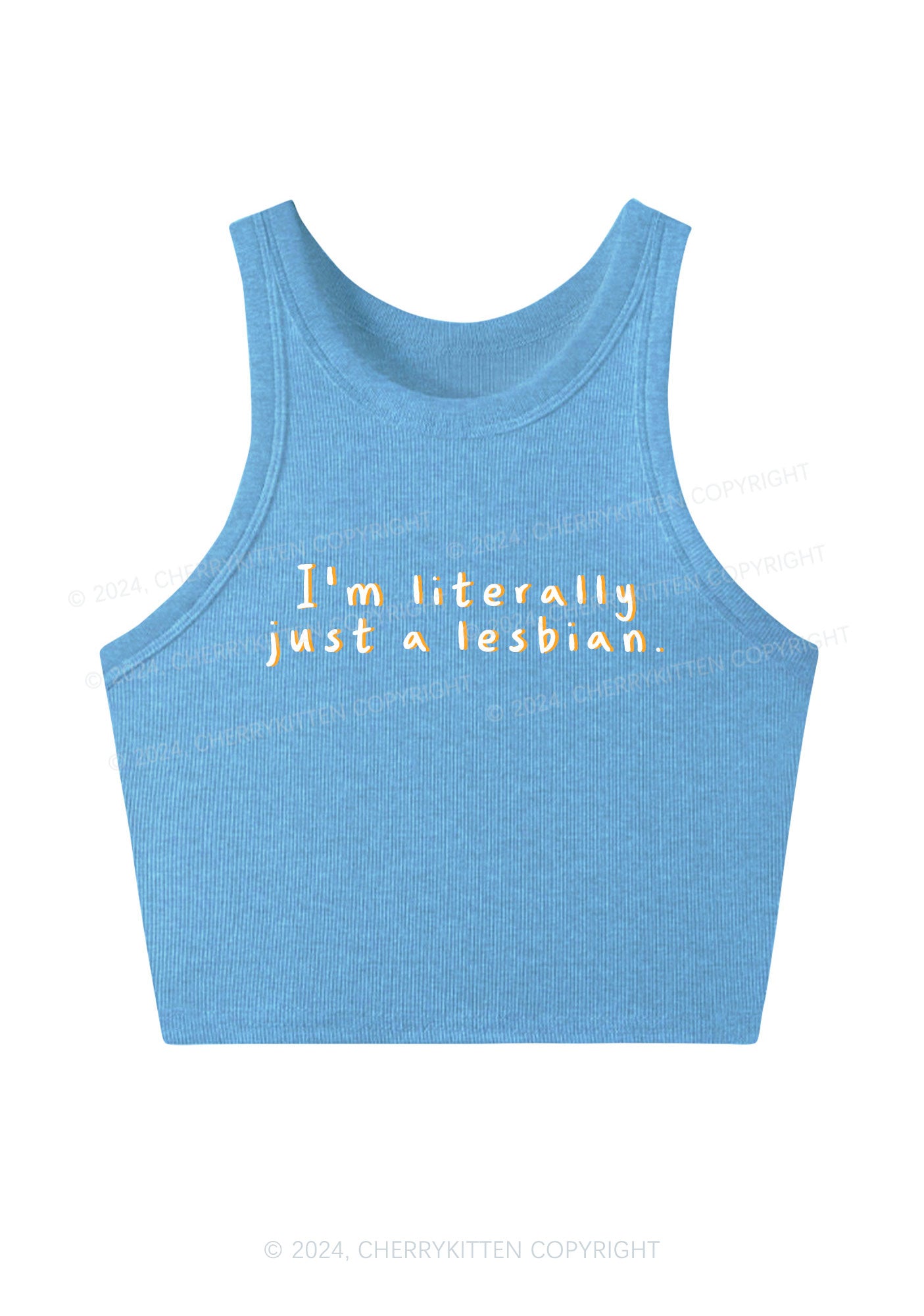 Just A Lesbian Y2K Crop Tank Top Cherrykitten