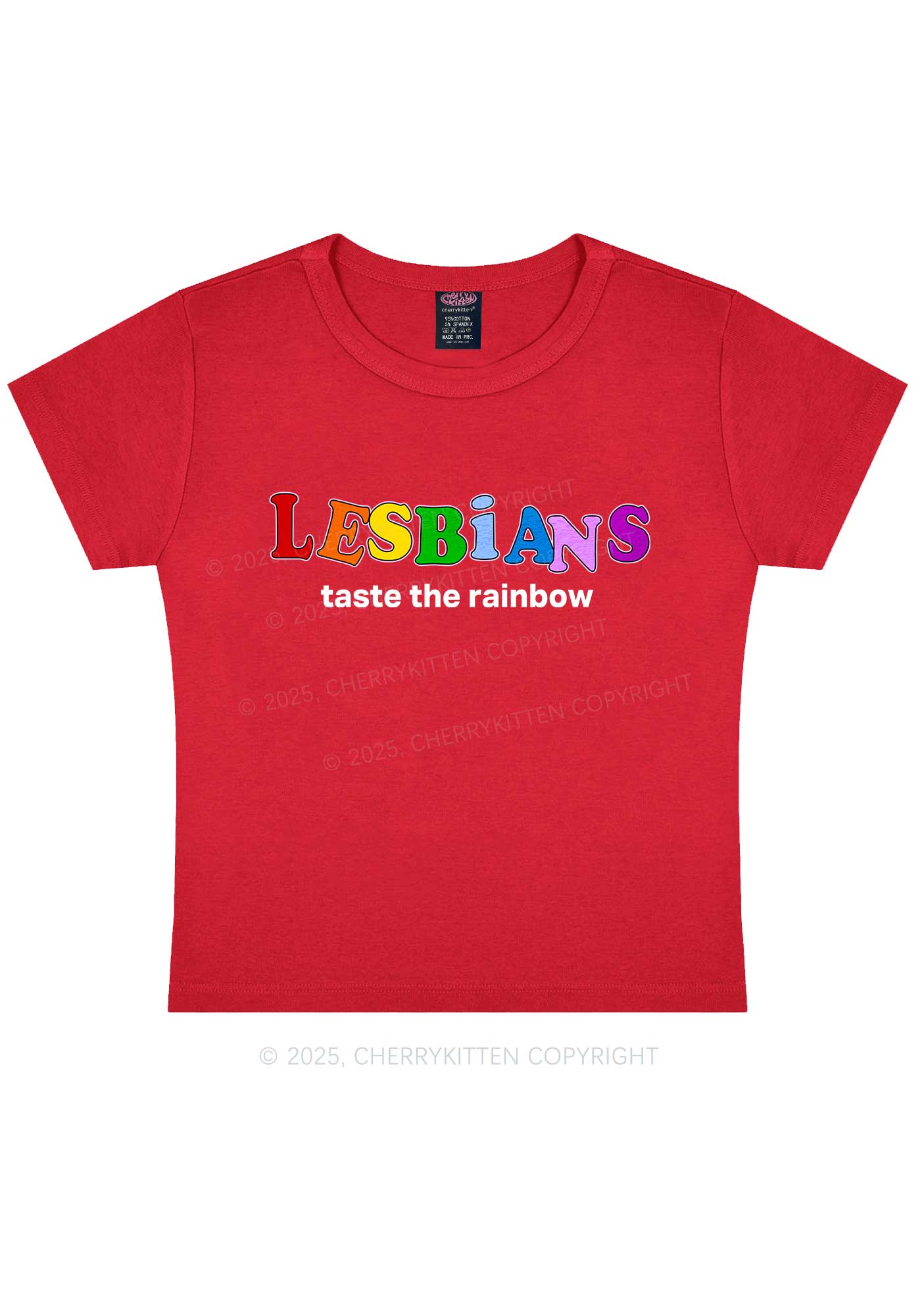 Lesbians Taste The Rainbow Y2K Baby Tee Cherrykitten