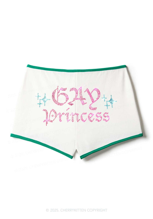 Rhinestone Gay Princess Pride Y2K Booty Shorts Cherrykitten
