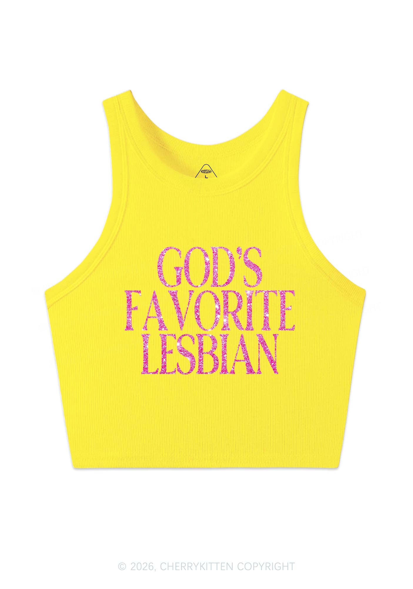 Glitter Gods Favorite Lesbian Pride Y2K Crop Tank Top Cherrykitten