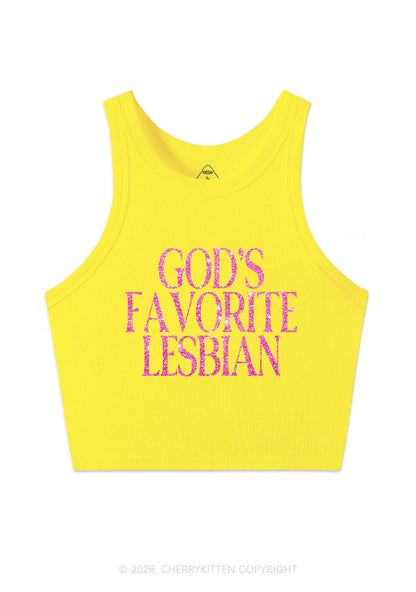 Glitter Gods Favorite Lesbian Pride Y2K Crop Tank Top Cherrykitten