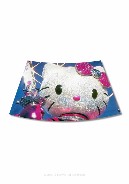 Kitten Knight Y2K Print Mini Skirt Cherrykitten