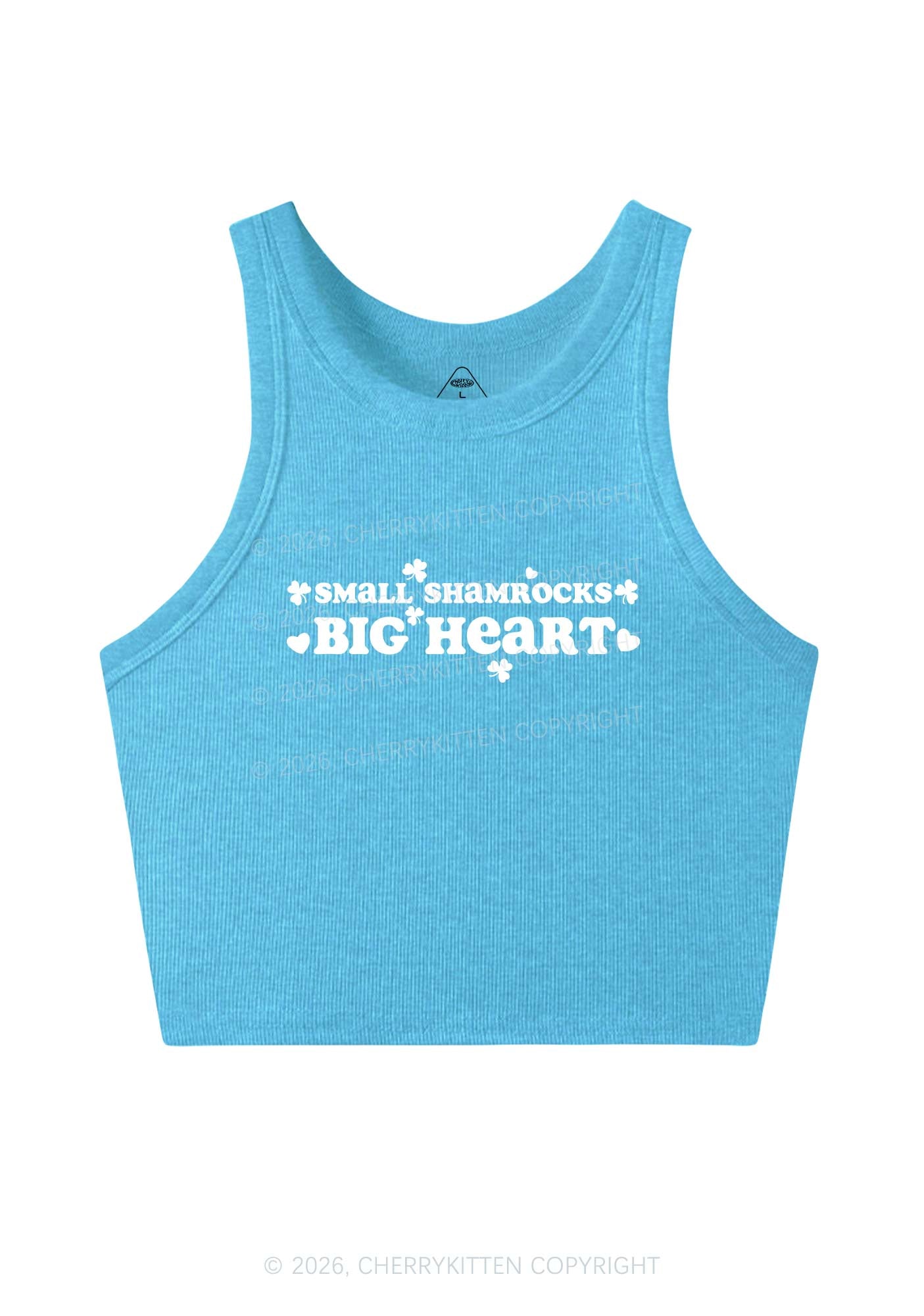 Small Shamrocks Big Heart St Patricks Y2K Crop Tank Top Cherrykitten