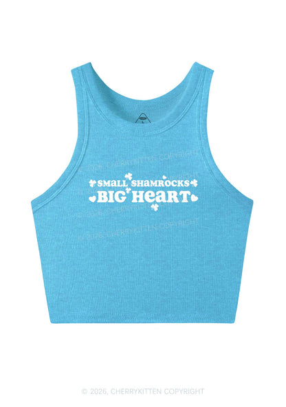 Small Shamrocks Big Heart St Patricks Y2K Crop Tank Top Cherrykitten