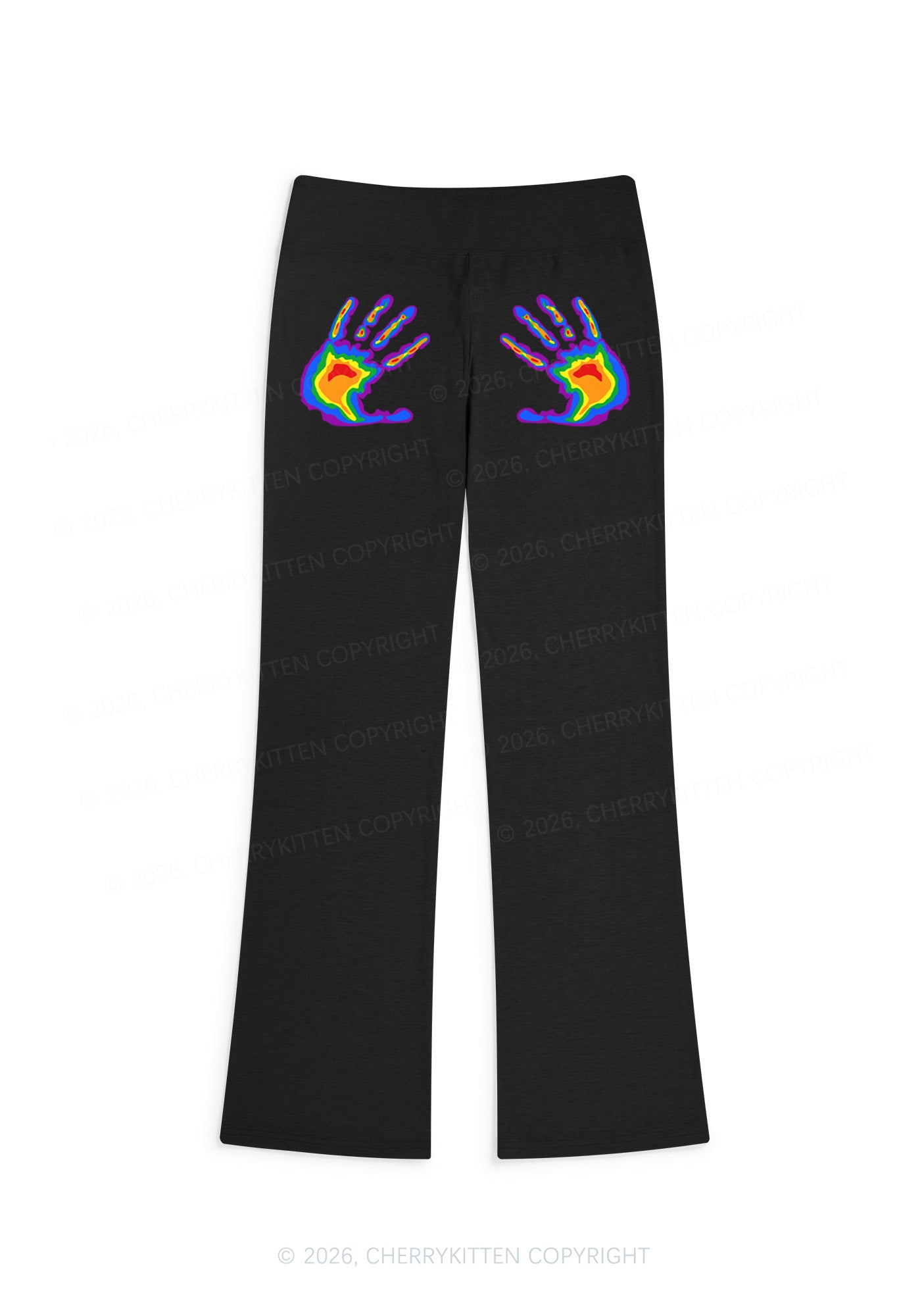 Pride Thermal Hands Y2K Low Rise Drawstring Flare Pants Cherrykitten