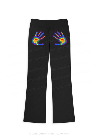 Pride Thermal Hands Y2K Low Rise Drawstring Flare Pants Cherrykitten