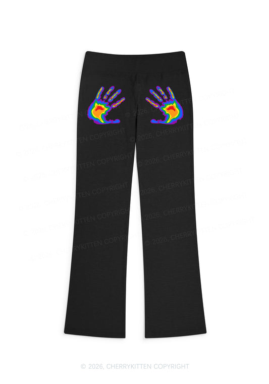 Pride Thermal Hands Y2K Low Rise Drawstring Flare Pants Cherrykitten