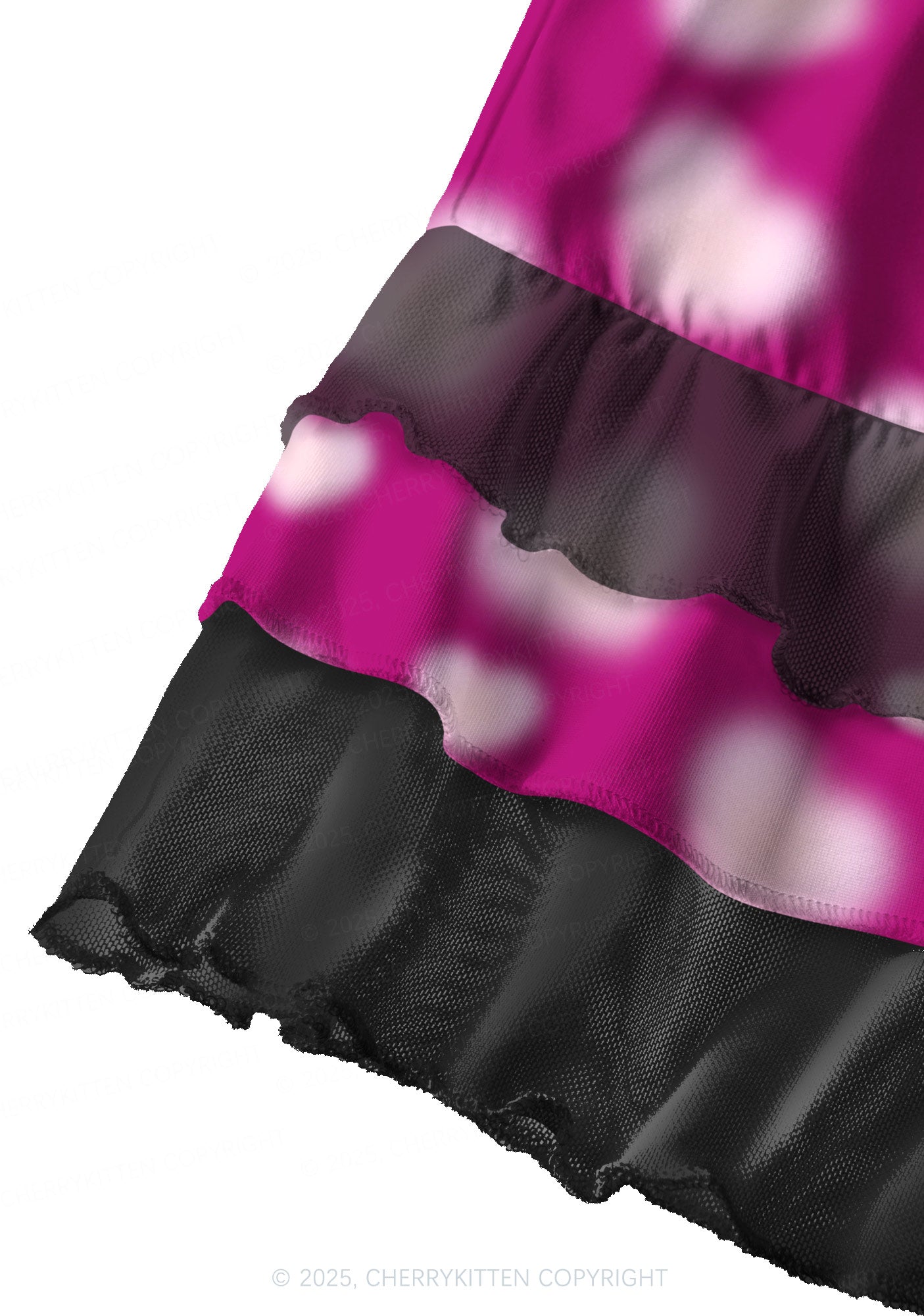 Pink Blurred Heart Valentine's Day Y2K Print Mini Layered Skirt Cherrykitten
