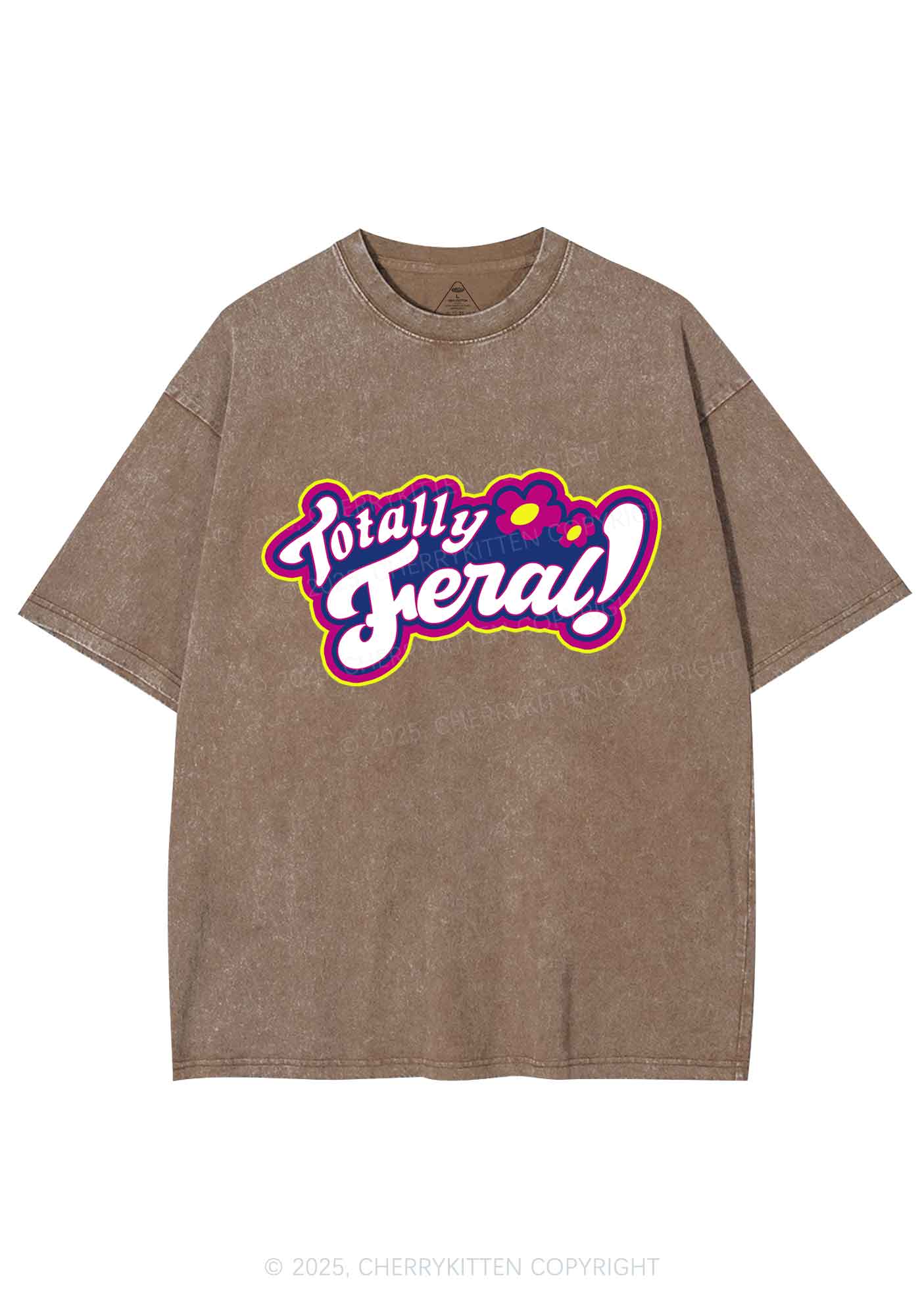 Totally Feral Y2K Shirts Washed Tee Cherrykitten