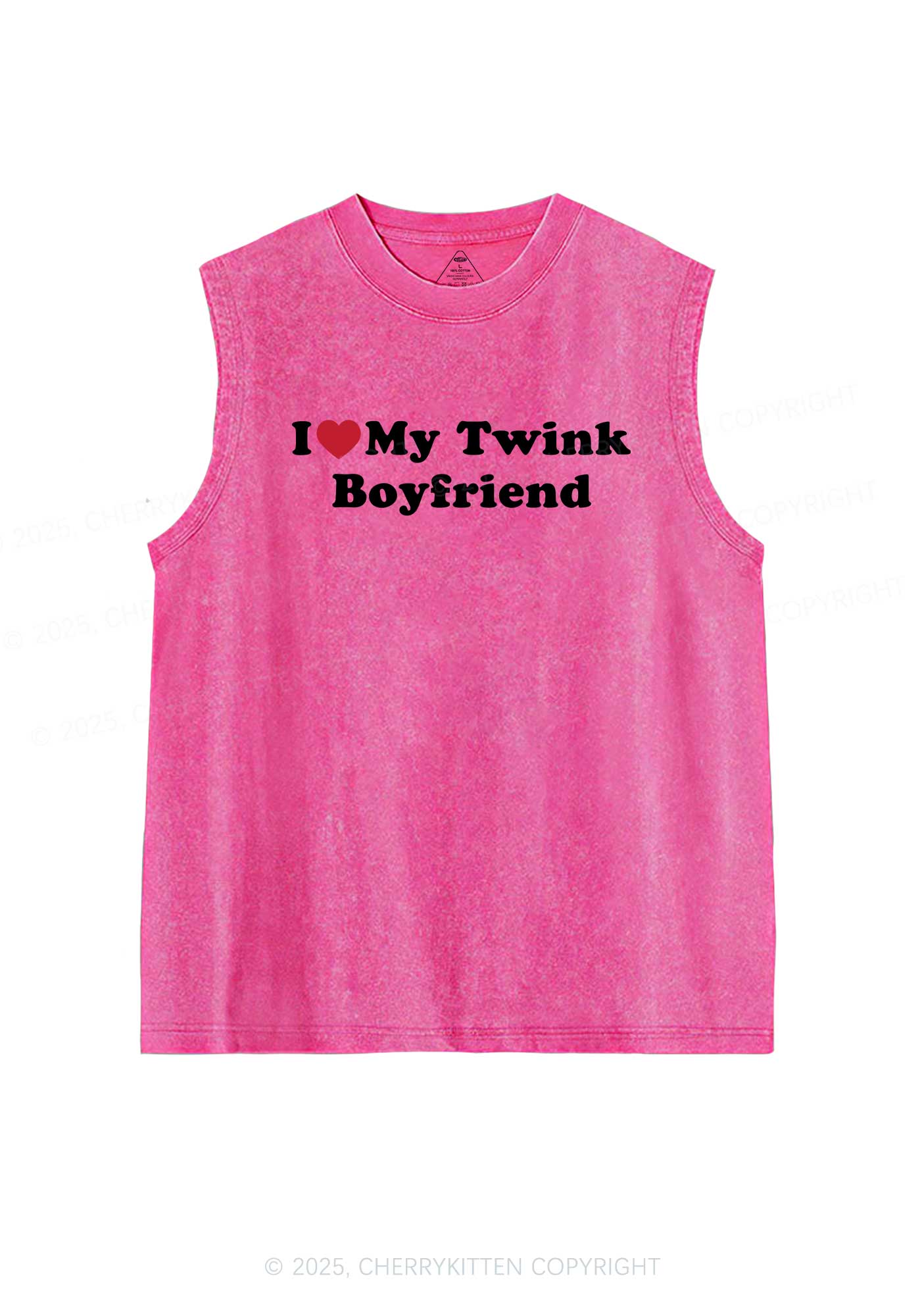 I Love My Twink BF Pride Y2K Washed Muscle Tank Cherrykitten