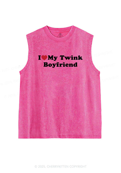 I Love My Twink BF Pride Y2K Washed Muscle Tank Cherrykitten