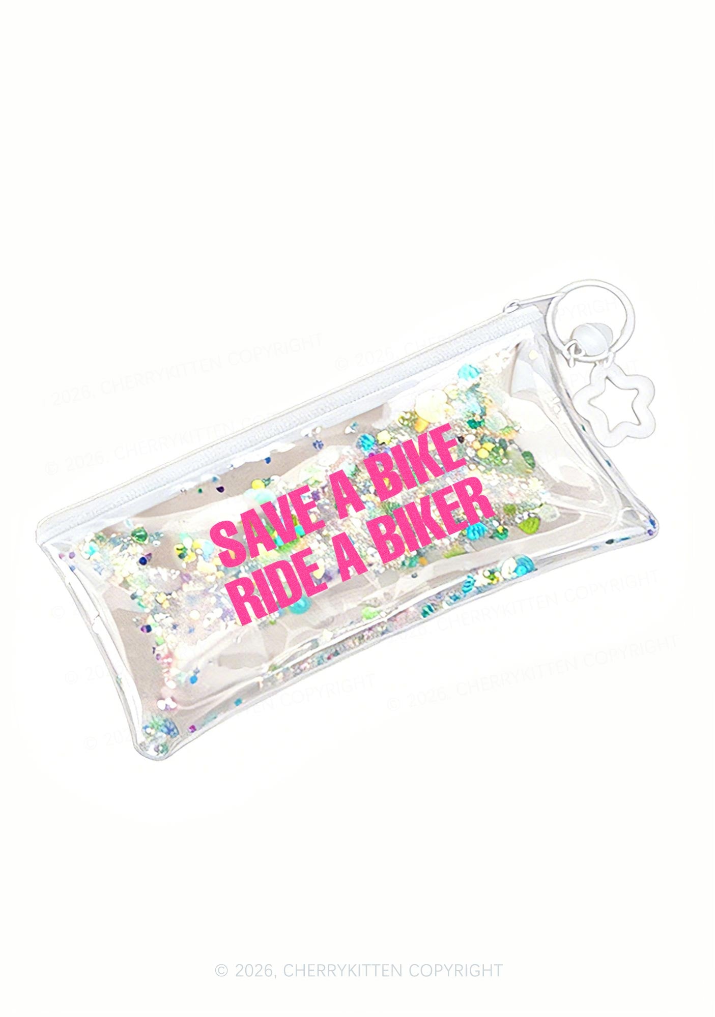 Ride A Biker Y2K Quicksand Transparent Pencil Pouch Cherrykitten