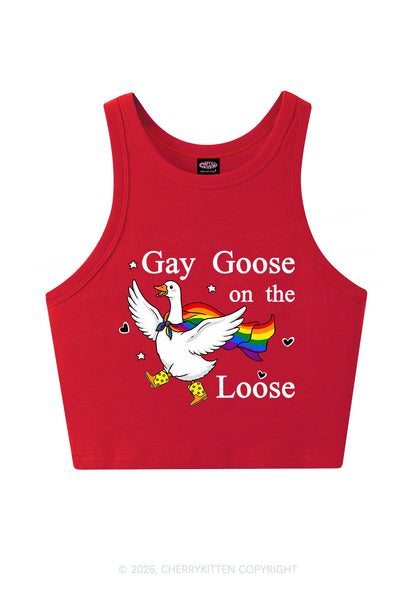 Gay Goose On The Loose Pride Y2K Crop Tank Top Cherrykitten