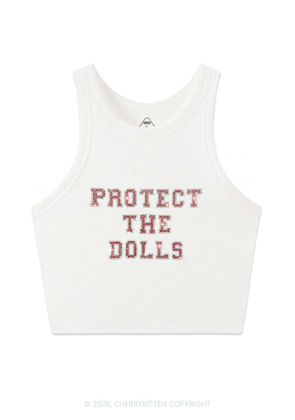 Rhinestone Protect The Dolls Pride Y2K Crop Tank Top Cherrykitten