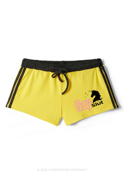 Gay Slxt Unicorn Pride Y2K Drawstring Mini Shorts Cherrykitten