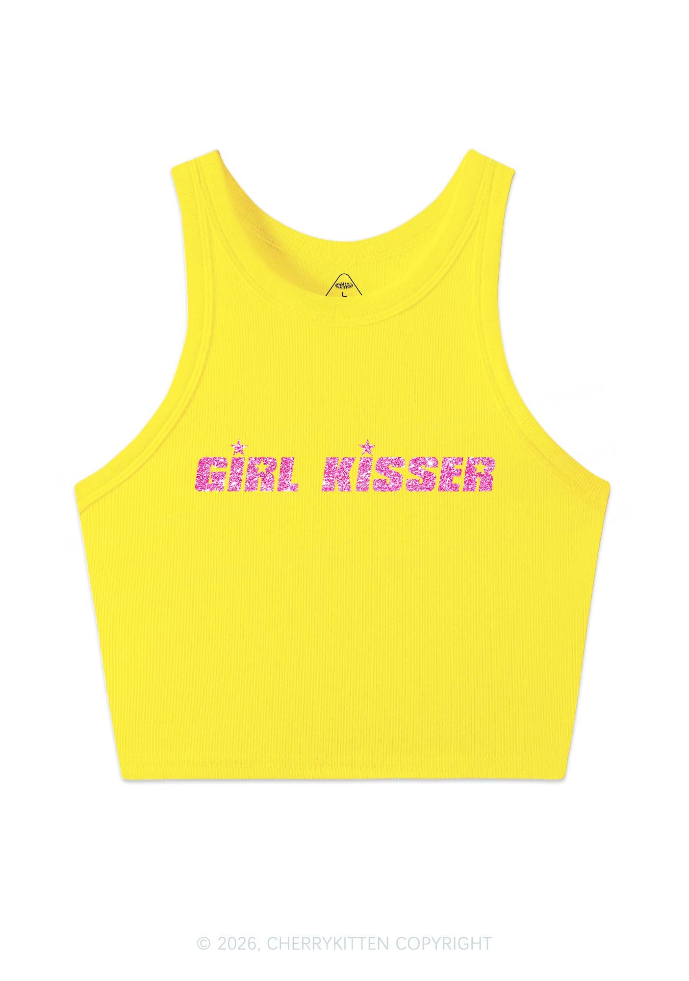 Glitter Girl Kisser Pride Y2K Crop Tank Top Cherrykitten
