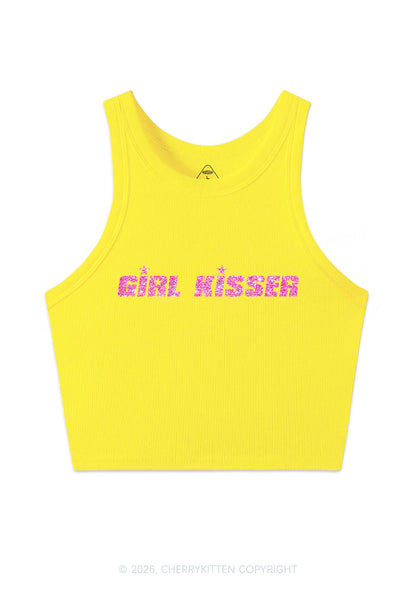 Glitter Girl Kisser Pride Y2K Crop Tank Top Cherrykitten
