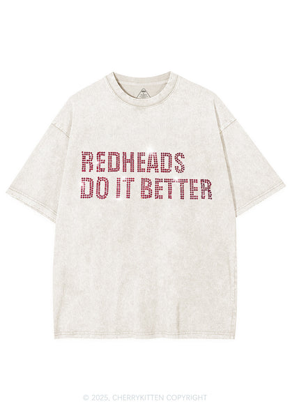 Rhinestone Redheads Do It Better Y2K Shirts Washed Tee Cherrykitten