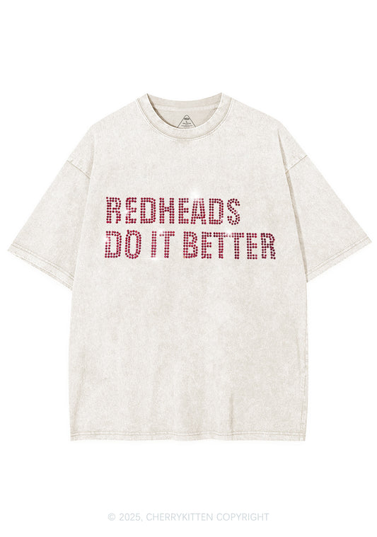 Rhinestone Redheads Do It Better Y2K Shirts Washed Tee Cherrykitten