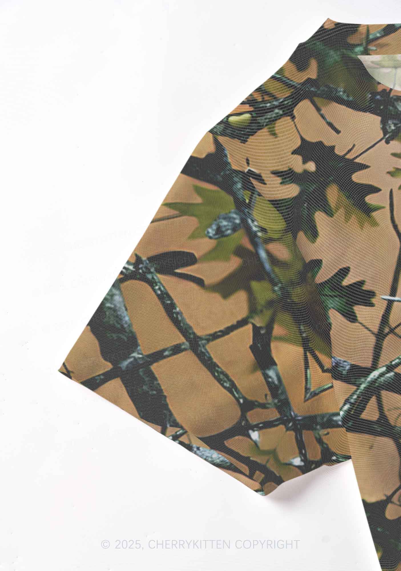 Branches Camouflage Y2K Mesh Crop Top Cherrykitten