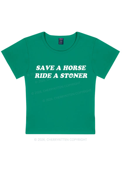 Save Horse Ride Stoner Y2K Baby Tee Cherrykitten