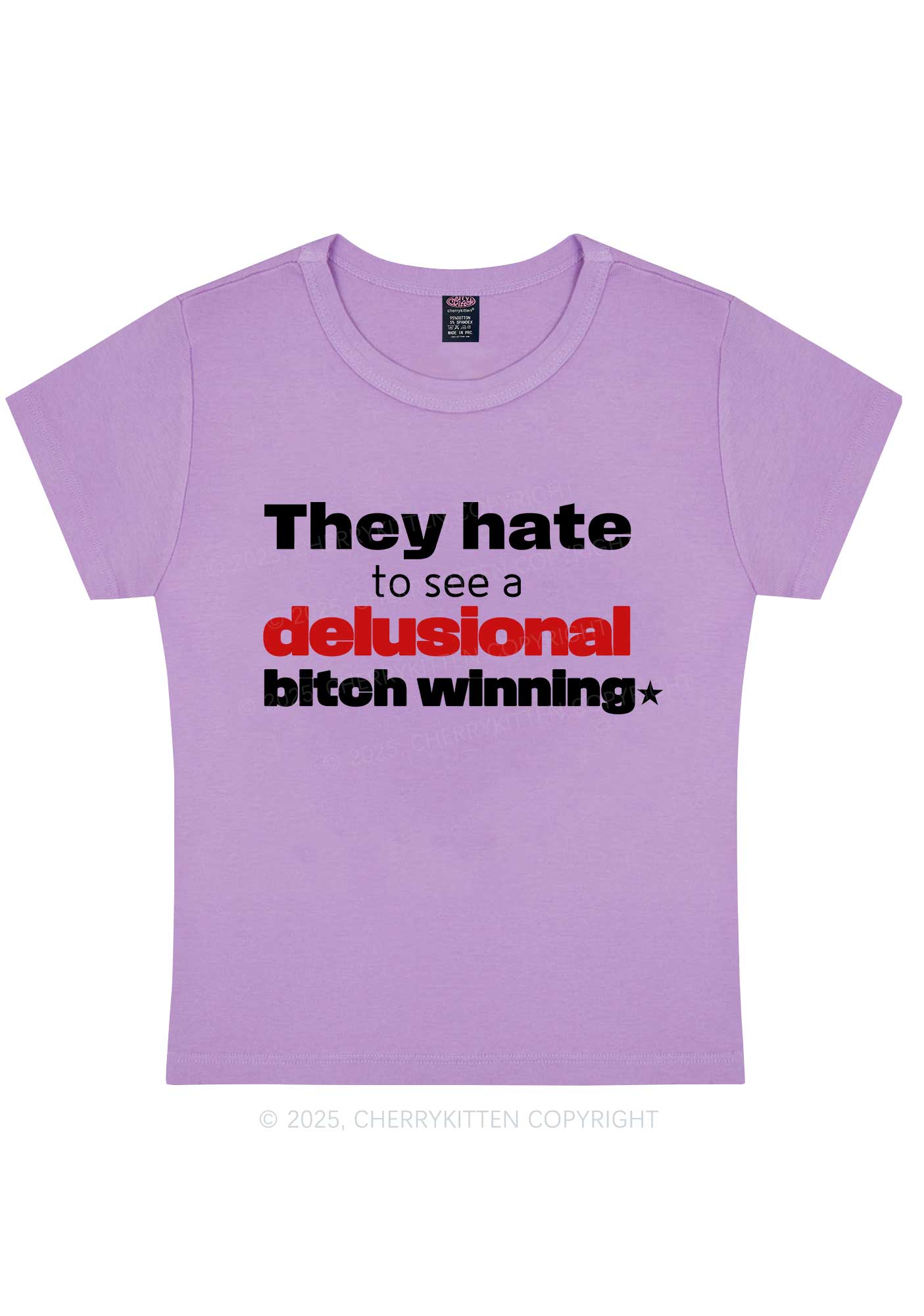 Delusional Bxtch Winning Y2K Baby Tee Cherrykitten