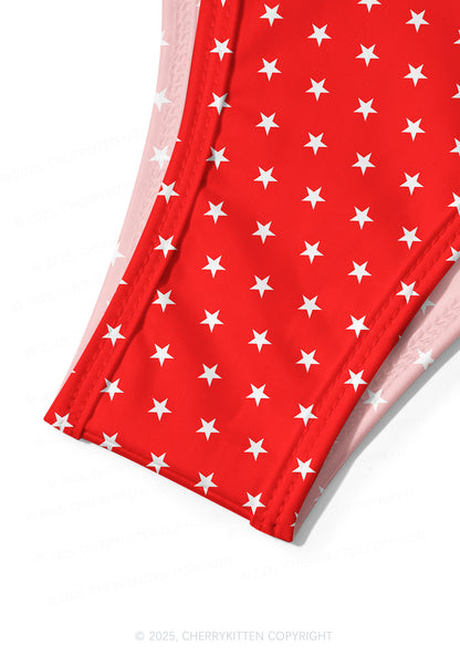 Red Star Y2K Print Bikini Set Cherrykitten