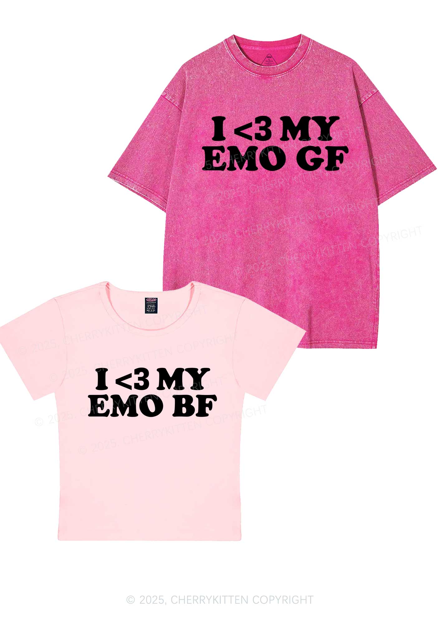 I Love My Emo BF GF Y2K Valentine's Day Couple Shirt Cherrykitten