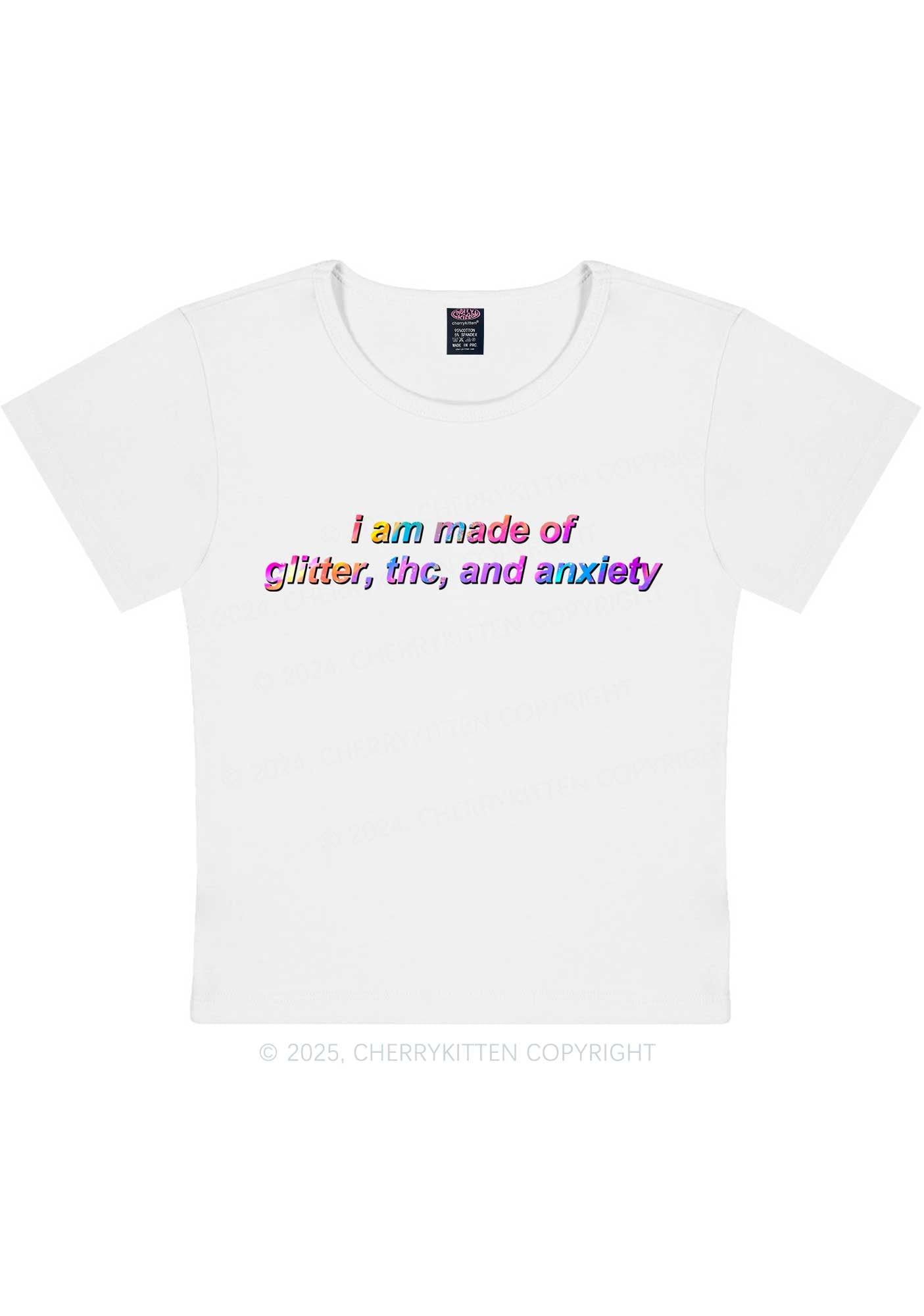 Made Of Glitter And Anxiety Y2K Baby Tee Cherrykitten