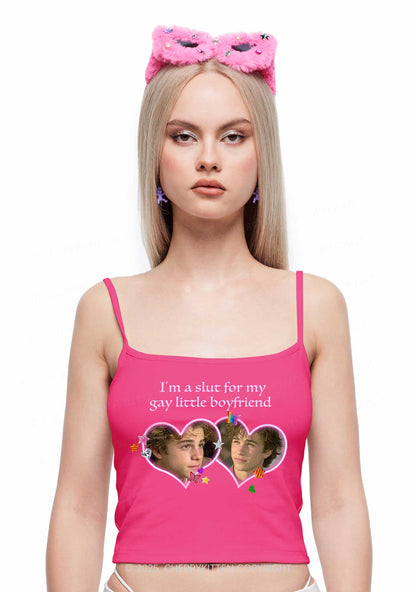 Custom Slxt Gay BF Photo Y2K Spaghetti Strap Cami Cherrykitten