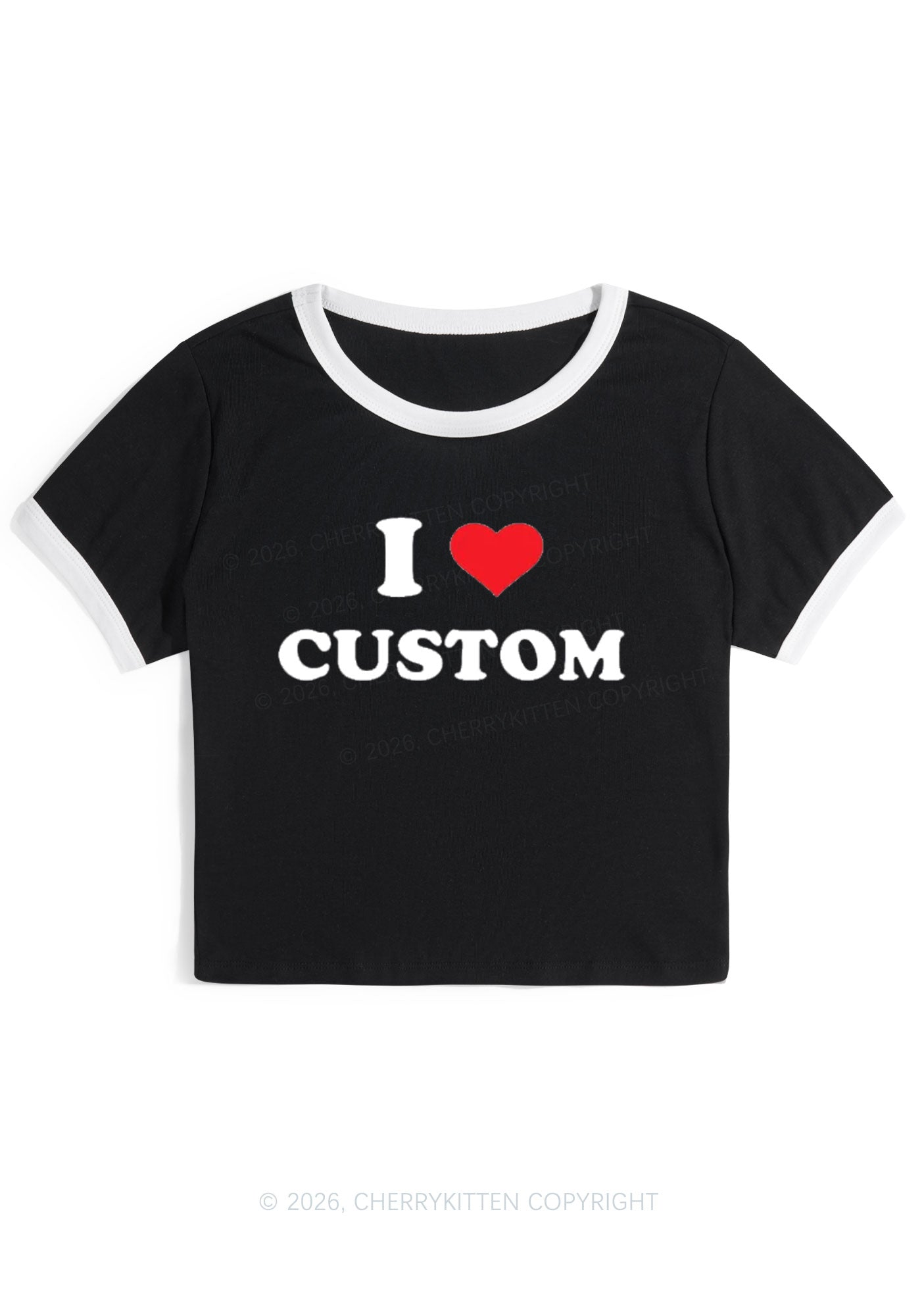 I Love Custom Personalized Y2K Ringer Tee Cherrykitten