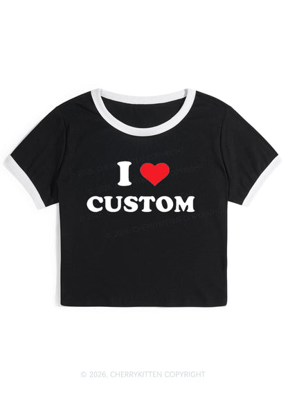 I Love Custom Personalized Y2K Ringer Tee Cherrykitten