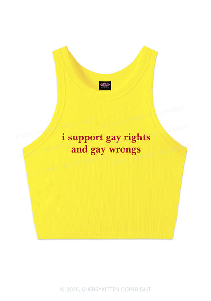 Glitter I Support Gay Rights Pride Y2K Crop Tank Top Cherrykitten