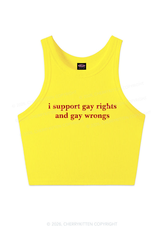 Glitter I Support Gay Rights Pride Y2K Crop Tank Top Cherrykitten