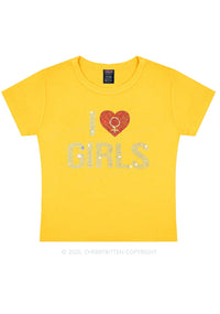 Rhinestone I Love Girls Pride Y2K Baby Tee Cherrykitten