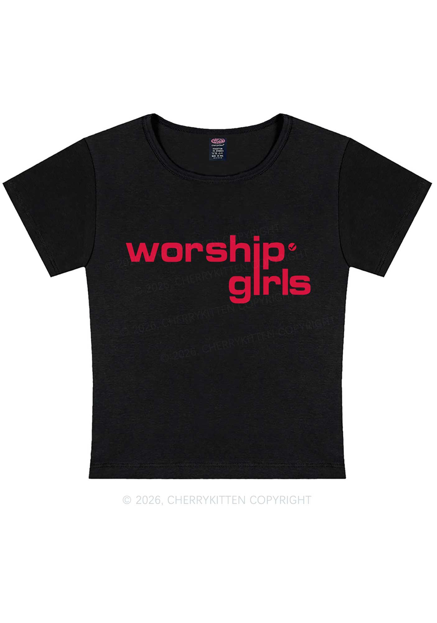 Worship Girls Pride Y2K Baby Tee Cherrykitten
