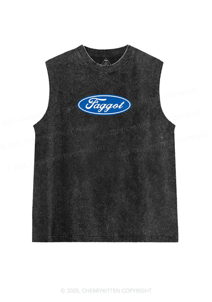 Faggot Pride Y2K Washed Muscle Tank Cherrykitten