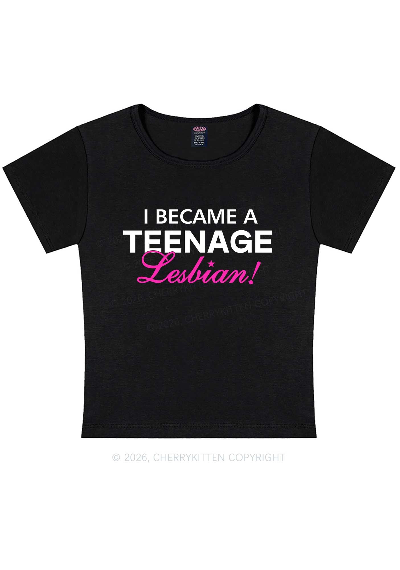 I Became A Teenage Lesbian Pride Y2K Baby Tee Cherrykitten